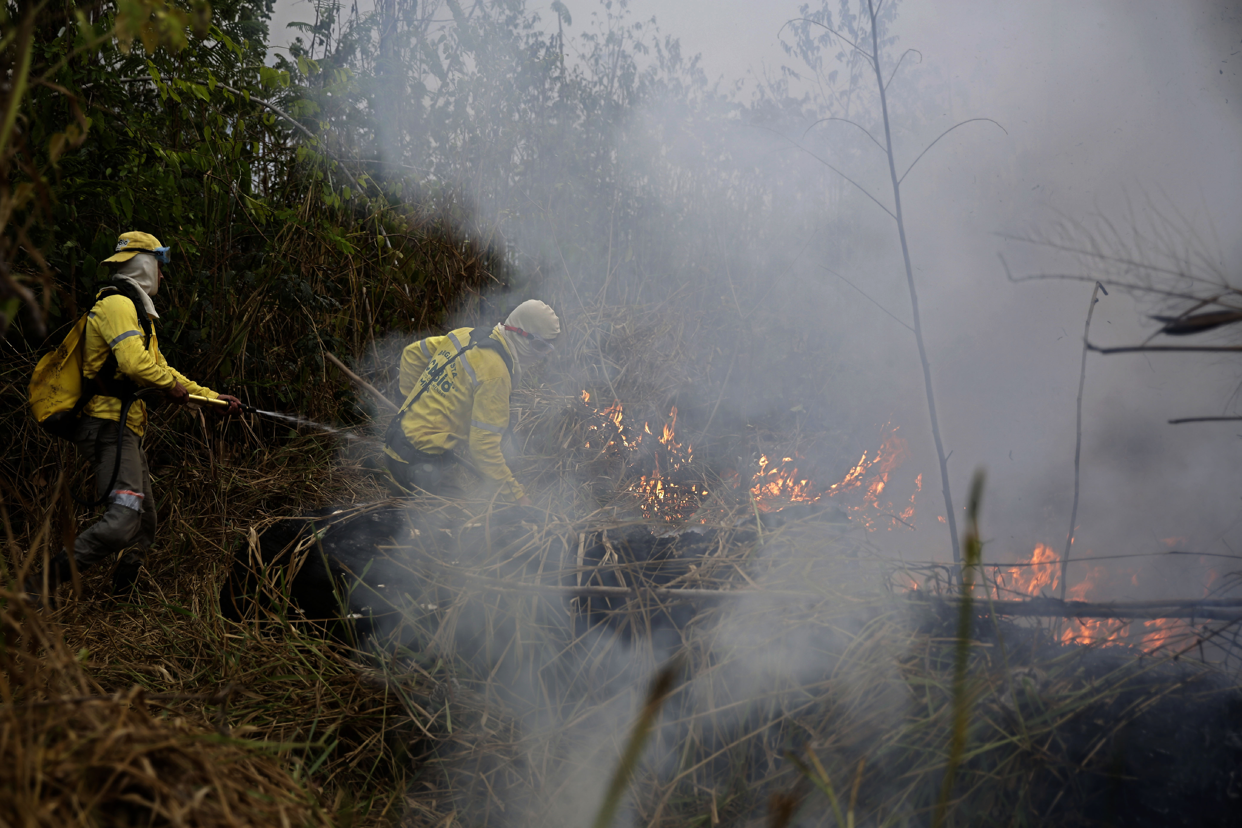 Bomberos combaten un incendio en el Bosque Nacional Jacundá en la región de la Amazonía, Brasil / AP 