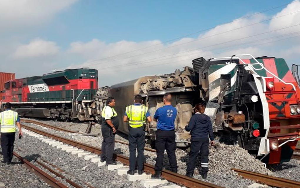 Volcó el vagón de un tren en Santa María Magdalena, Querétaro. 