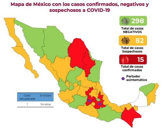 Se confirma el infectado número 16 por coronavirus en México
