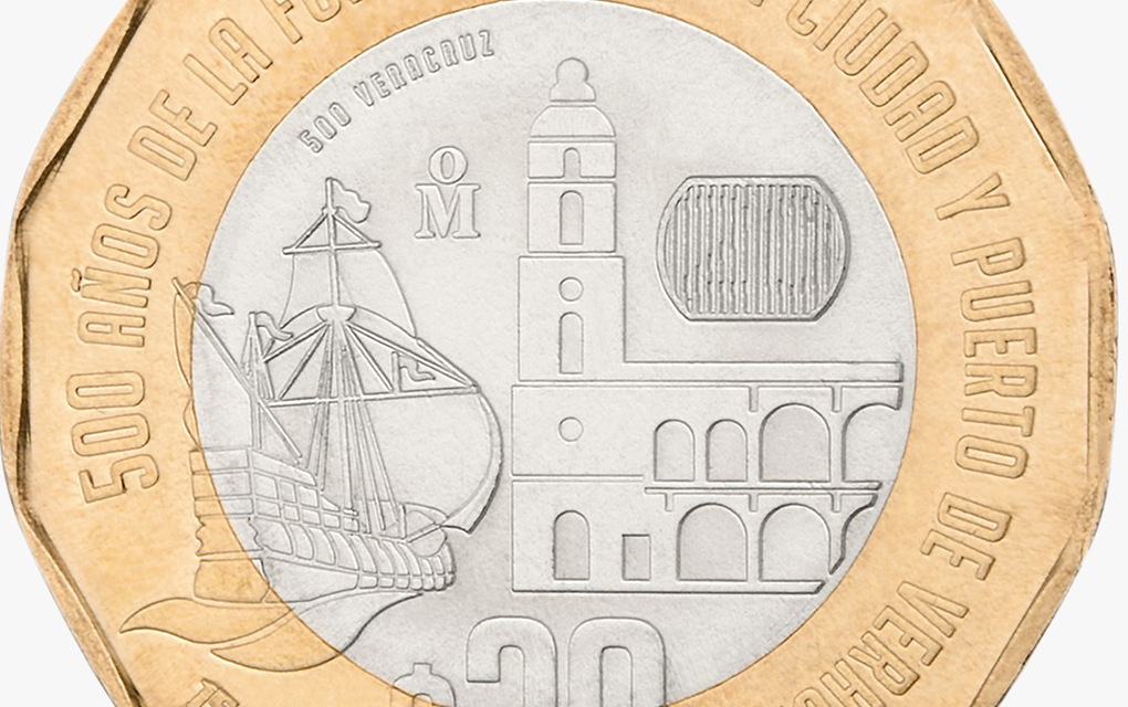 Identifica la nueva moneda de 20 pesos con diseño de 12 lados