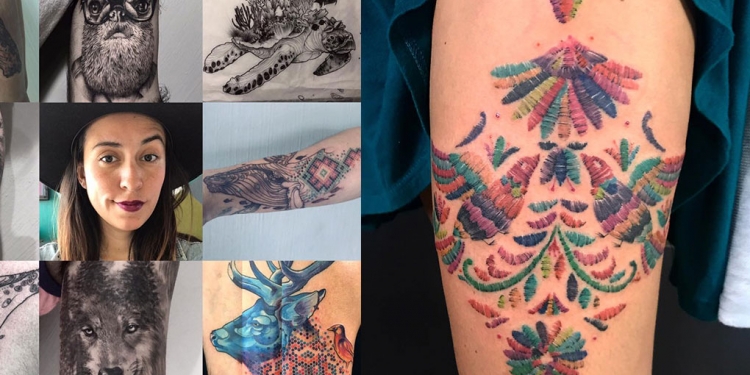 Conoce a la tatuadora que se inspira en el bordado otomí