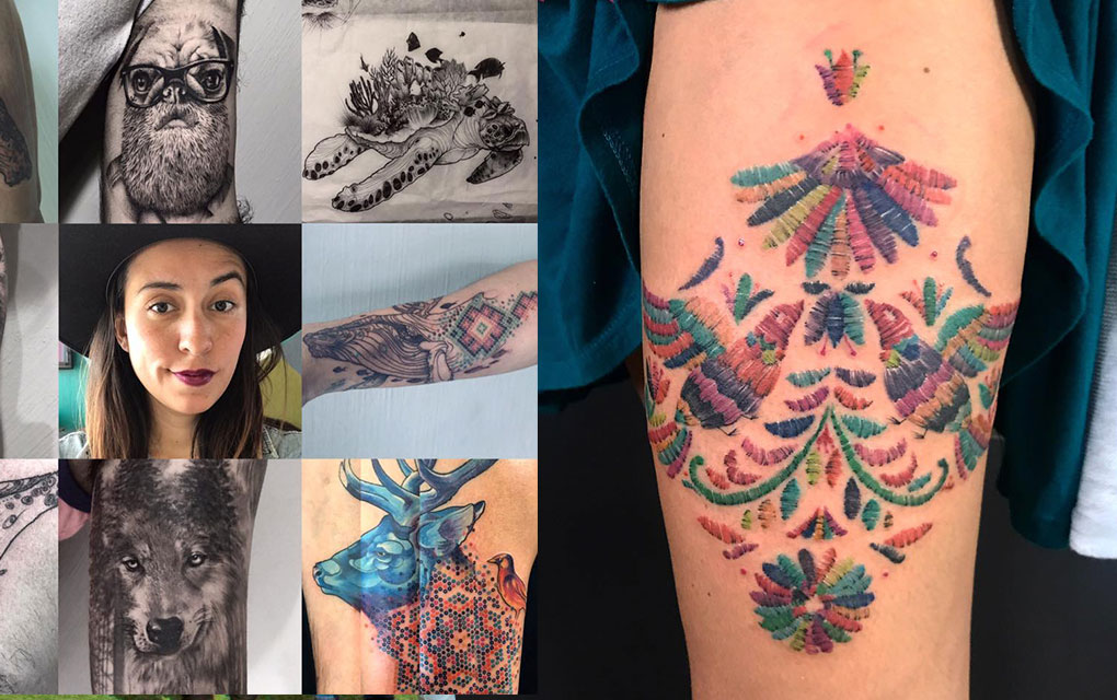 Conoce a la tatuadora que se inspira en el bordado otomí