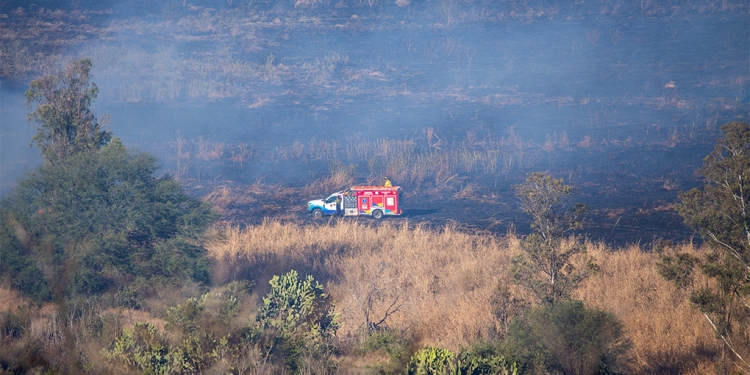 Incendio controlado ayer por Protección Civil de Corregidora alrededor de la zona de Balvanera, en Querétaro. YARHÍM JIMÉNEZ