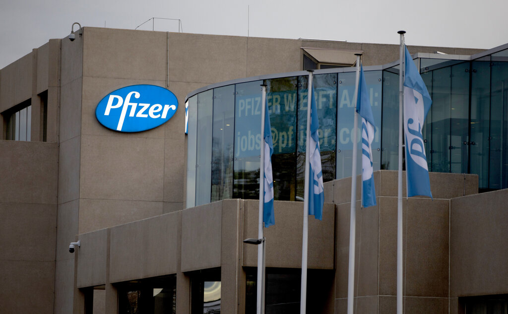 Oficinas de la farmacéutica Pfizer en Puurs, Bélgica. (AP)