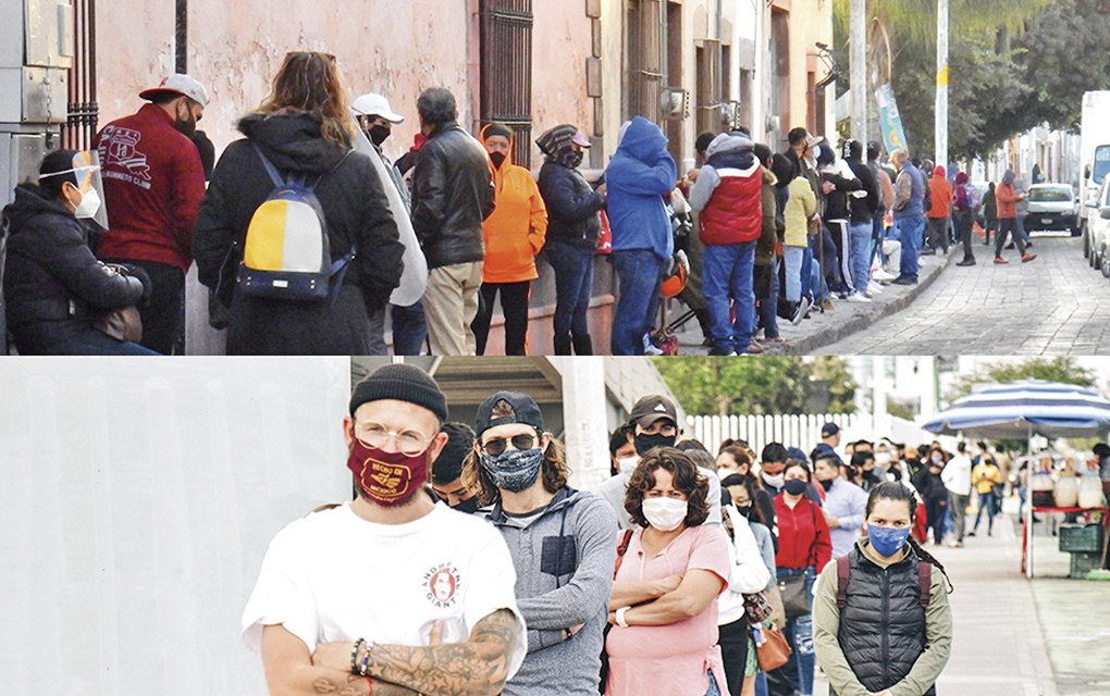 Arroja pandemia en Querétaro filas para pruebas COVID-19 y compras navideñas. / Fotos: Fernando Camacho e Isaí López