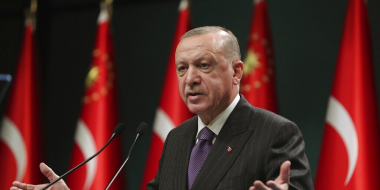 El presidente de Turquía Recep Tayyip Erdogan en Ankara el 14 de diciembre del 2020. (Foto facilitada por la Presidencia de Turquía via AP, Pool)