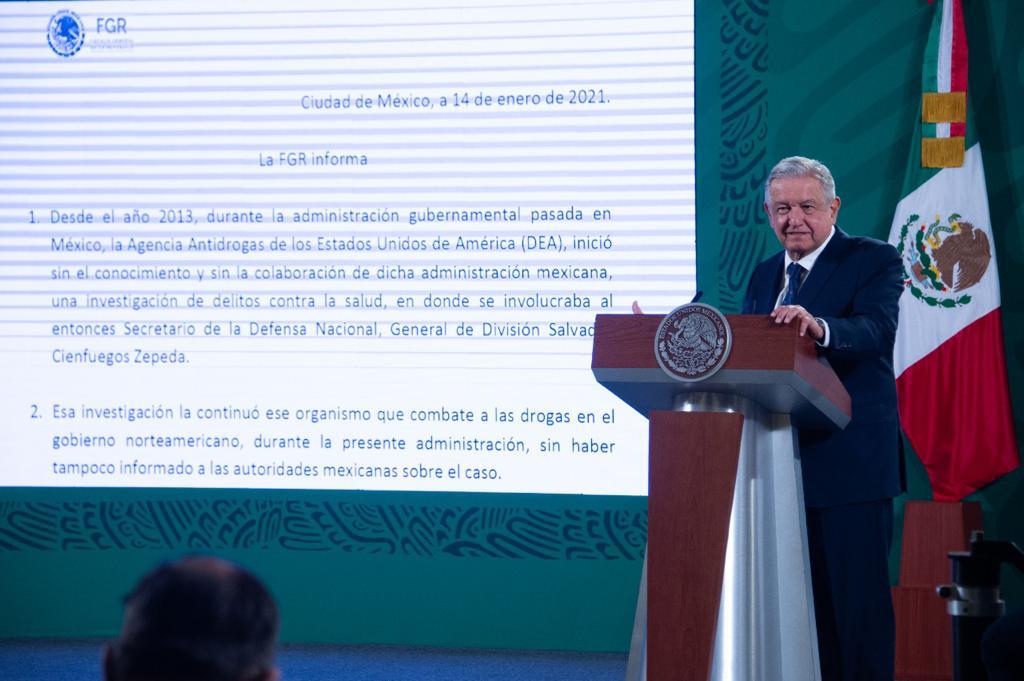 El presidente de México aseguró que todo el expediente será público, incluyendo lo que envió la DEA, sobre el caso del general y ex secretario de la Defensa Nacional.