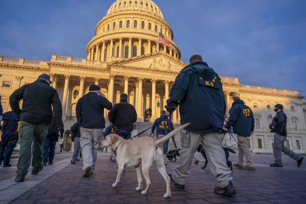 Las medidas de seguridad en el Capitolio en Washington preparándose para la toma de posesión de Joe Biden. Foto tomada el 19 de enero del 2021. (AP)