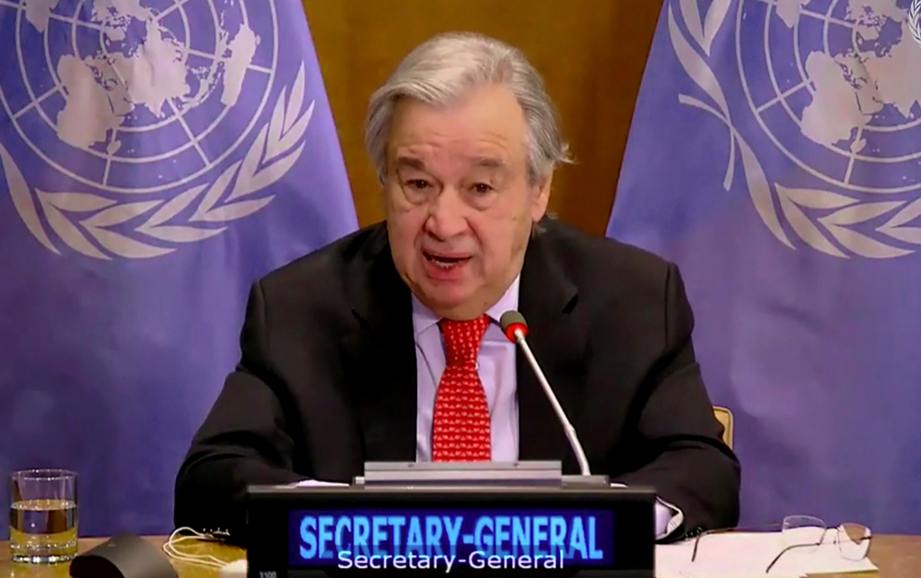 Antonio Guterres, durante una reunión virtual del Consejo de Seguridad. / Foto: AP