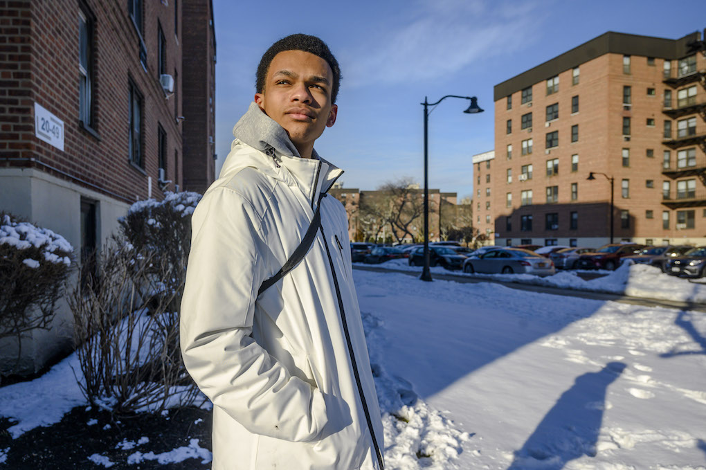Donovan Blount, a high school student who is currently enrolled in his second Cornell course, in New York, Feb. 8, 2021. An education program is immersing underprivileged students in Ivy League classes, and the students’ success has raised questions about how elite university gatekeepers determine college prospects. (Brittainy Newman/The New York Times)