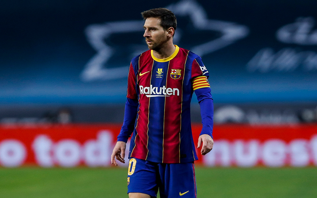 Messi celebra doblete en su partido 505 de liga con el Barça/ Foto: AP