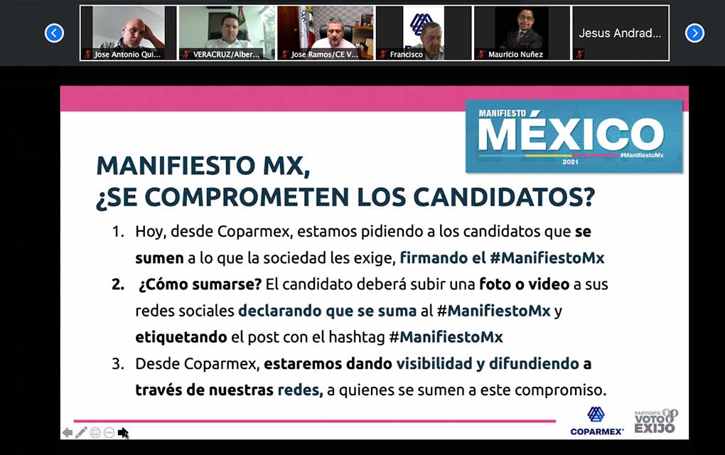 Busca Coparmex que candidatos firmen Manifiesto México