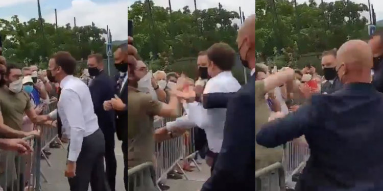 'Cachetean' al presidente francés Emmanuel Macron durante evento público / Foto: Especial