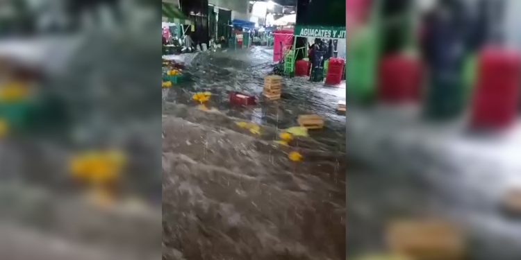 Video: Lluvia arrastra mercancía en la Central de Abastos