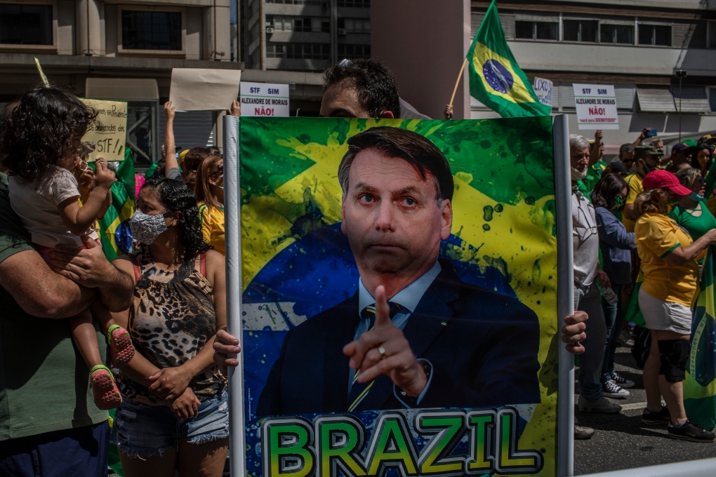 Supporters of Brazilian President Jair Bolsonaro gather on Independence Day in São Paulo, Brazil, Tuesday, Sept. 7, 2021. Bolsonaro is temporarily banning social media companies from removing certain content — one of the most significant steps by a democratically elected leader to control what can be said on the internet. (Victor Moriyama/The New York Times)