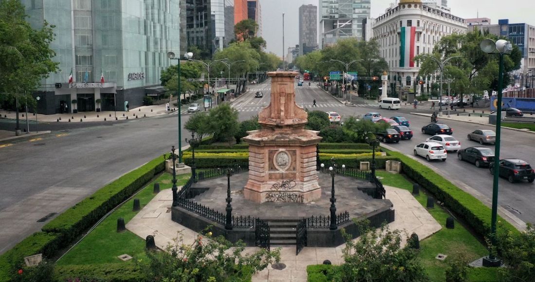 Glorieta en Paseo de la Reforma donde se ubicaba la estatua de Cristóbal Colón. (Cuartoscuro)