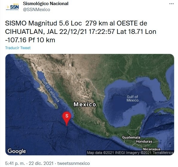 Detectan sismo de magnitud 6.0 en costa mexicana en el Pacífico. (Especial)
