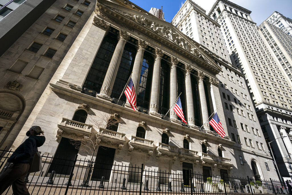 La sede de la Bolsa de Valores de Nueva York el 24 de enero del 2022. (AP)