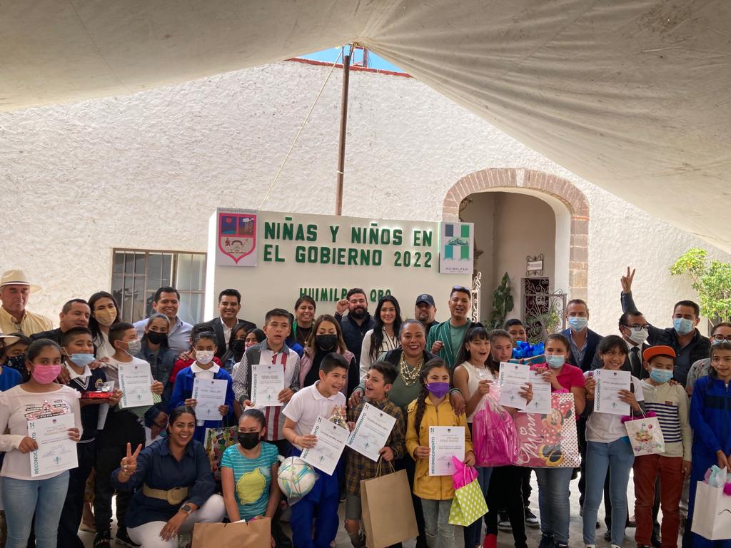 Evento Niñas y niños en el gobierno, organizado por el municipio de Huimilpan. (Especial)