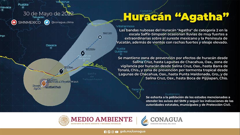 Alerta máxima en Oaxaca por huracán Agatha
