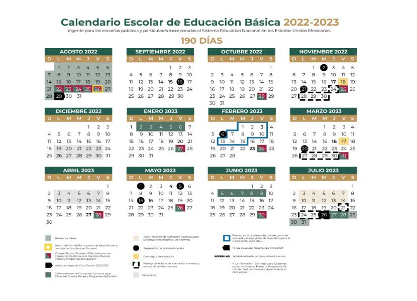 Calendario Escolar SEP 2022-2023