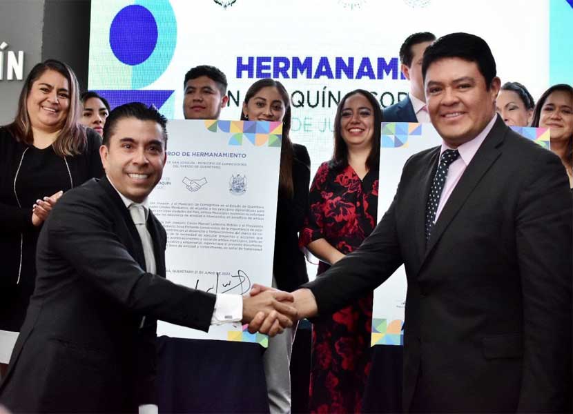 Corregidora y San Joaquín firman Acuerdo de Hermanamiento. Foto: Especial