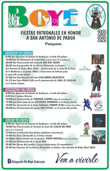 Programa Feria del pulque y la barbacoa Boyé, Cadereyta