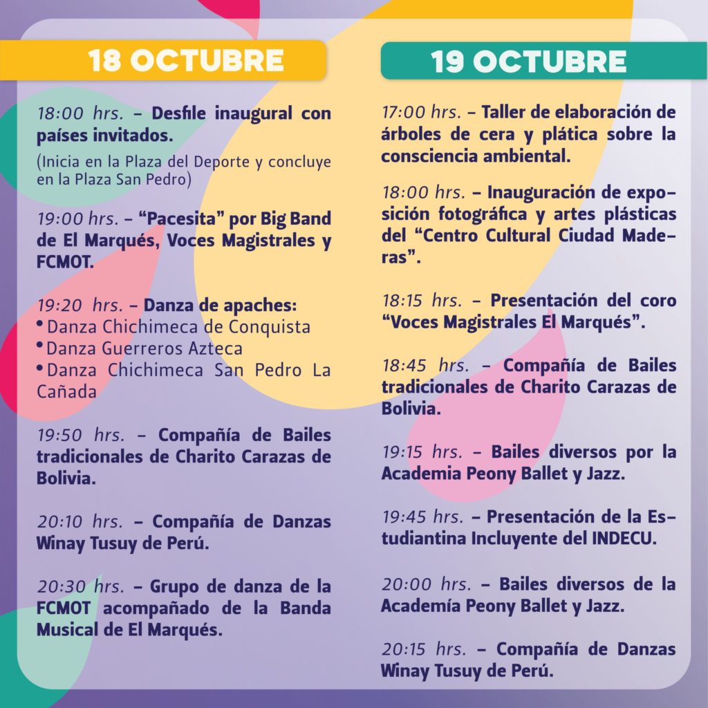 Agenda de la Primera Semana Cultural Internacional El Marqués