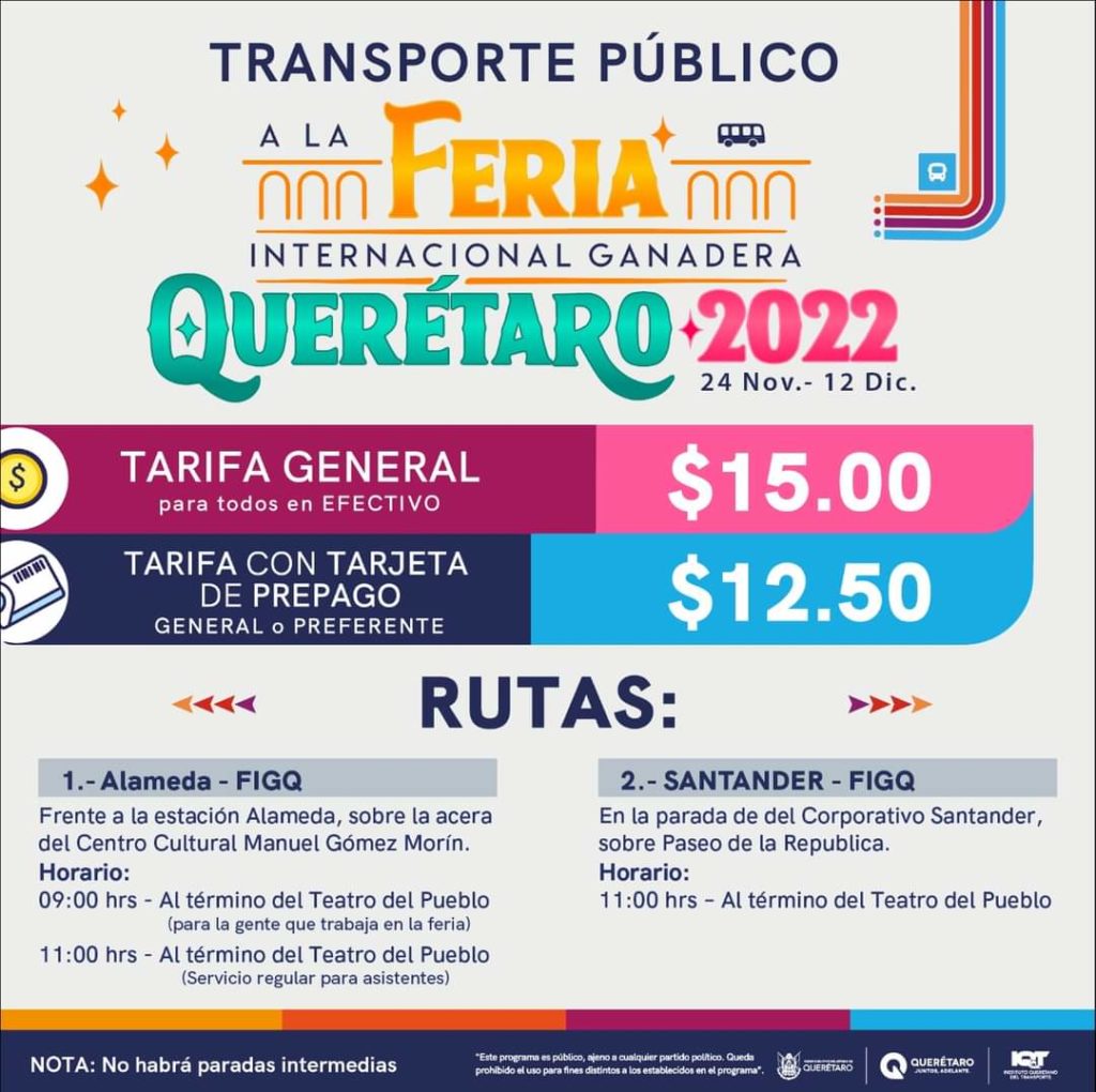Rutas para la Feria de Querétaro 2022