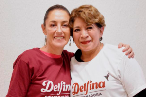 Claudia Sheinbaum celebra victoria de Delfina Gómez