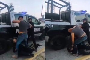 Hombre en estado de ebriedad golpea a mujer policía