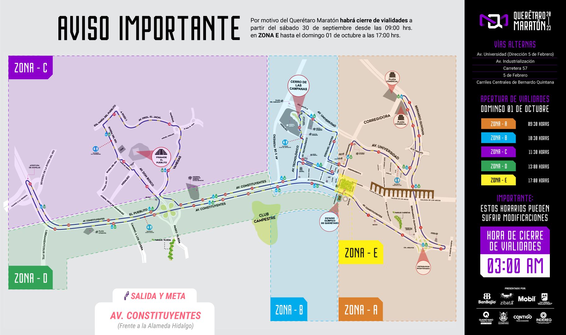 Querétaro Maratón 2023: vías alternas por cierres viales
