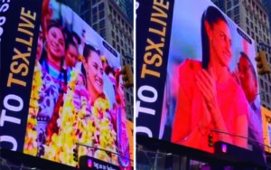 Presumen propaganda de Sheinbaum en Times Square, en NY