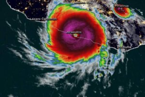 Así se observó el  huracán Otis,  fenómeno meteorológico que azotó la costa del Pacífico de México el 25 de octubre de 2023. /Foto Especial